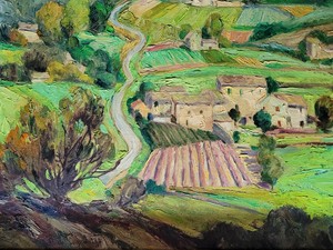 Georges DE POGEDAIEFF - Peinture - vue des environs de Ménerbes   