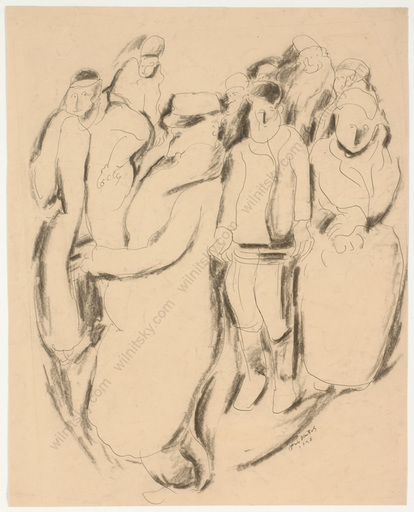 Boris DEUTSCH - Disegno Acquarello - Boris Deutsch (1892-1978) "Crowd", drawing, 1928
