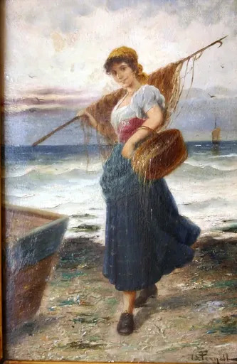 L. PERNETT - Gemälde - Retour de la pêche