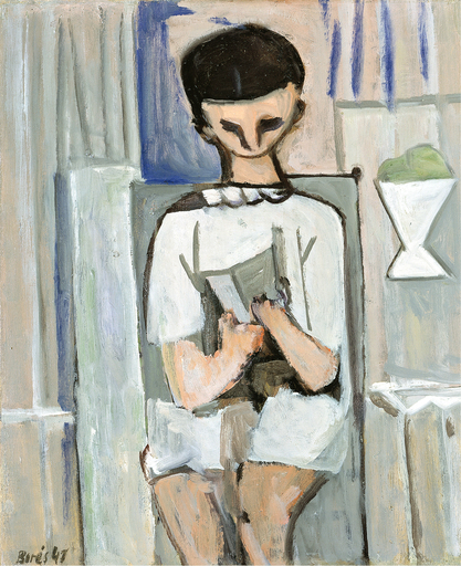 Francisco BORES - Pittura - Enfant assis (Niño sentado)