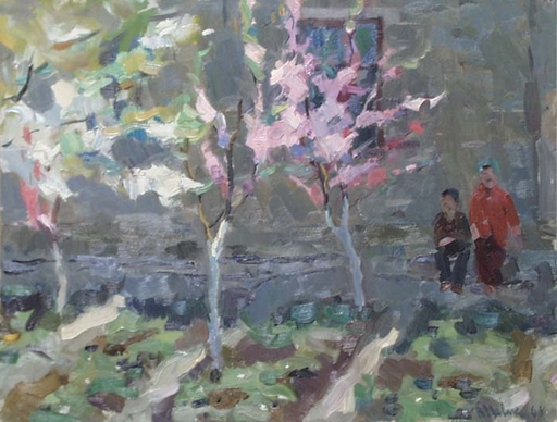 Vladimir NOVAK - Gemälde - "In Blooming Garden", Oil Painting