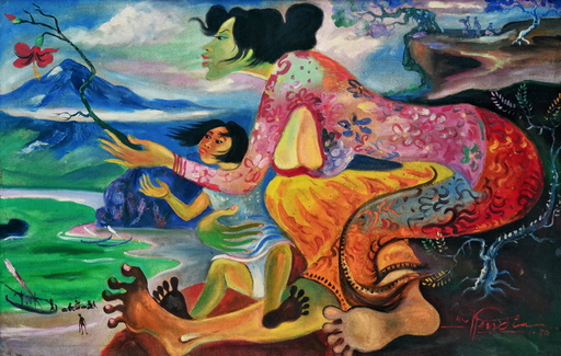 Hendra GUNAWAN - Painting - An Affection of a Mother, by Hendra Gunawan