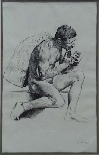 Gottlieb Theodor KEMPF-HARTENKAMPF - Dessin-Aquarelle - "Male Nude"