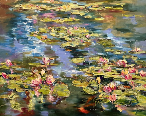 Diana MALIVANI - Painting - Blooming Water Lilies