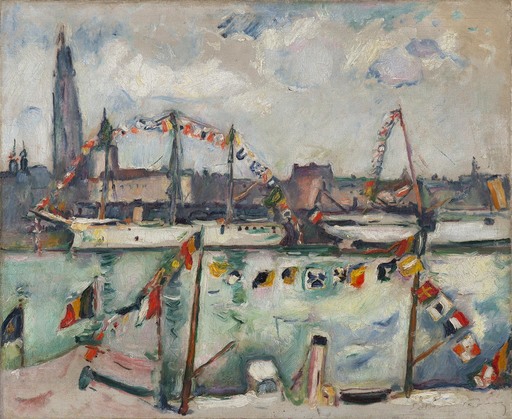 エミール＝オトン・フリエス - 绘画 - Le port d'Anvers