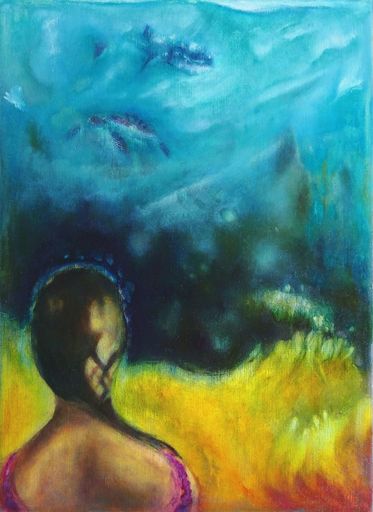 Gaelle BEYAERT - Peinture - Lou et l'or bleu