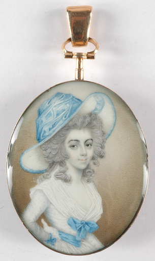 Joseph I SAUNDERS - Zeichnung Aquarell - "Portrait of a young lady" miniature on ivory, ca 1780
