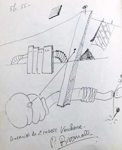 Philippe RIVEMALE - Zeichnung Aquarell - 5h55 - Souvenir de 2 cuvées Verchere 