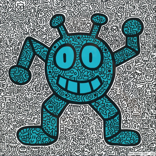 MR DOODLE - 版画 - Blue Robot
