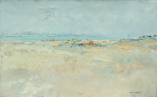 Jacques CORDIER - Painting - Plage de Trouville Deauville 1968