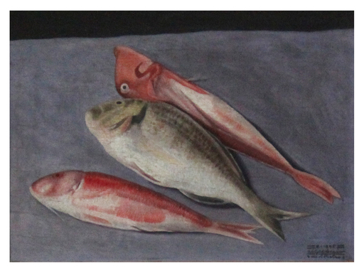 Cagnaccio DI SAN PIETRO - Peinture - natura morta con tre pesci 