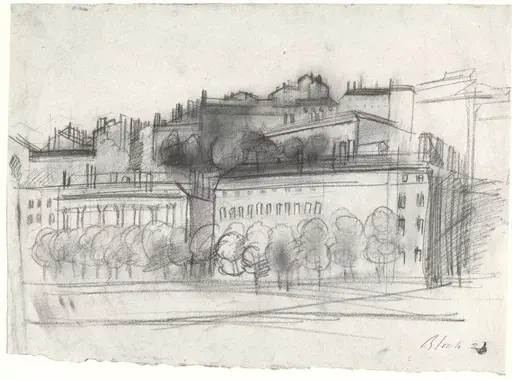 Eugène BLOCH - Dibujo Acuarela - Veduta di Lione