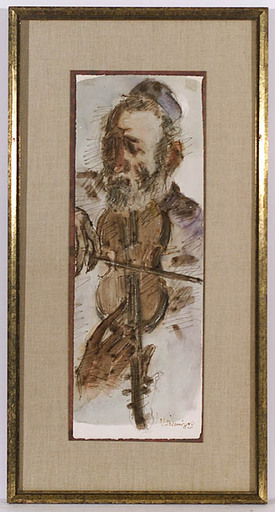 Chaim GROSS - Dessin-Aquarelle - Fiddler, Watercolor, late 20th Century