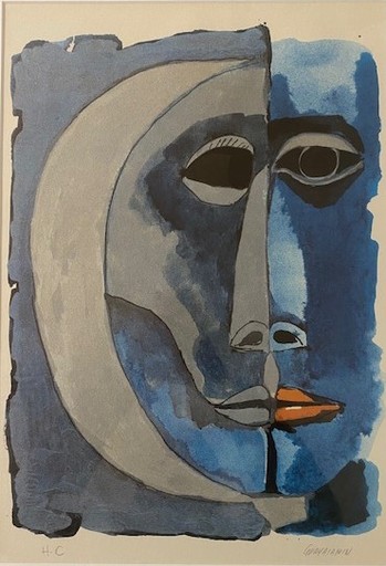 Oswaldo GUAYASAMIN - 版画 - Rostro de mujer, epoca azul