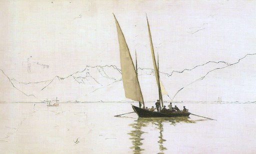 François BOCION - Pittura - Barque traversant le Léman