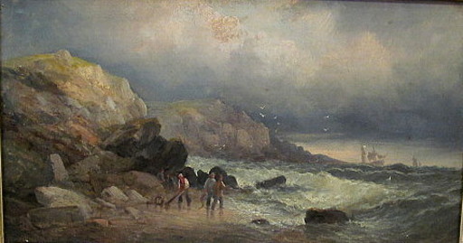 William Georges THORNLEY - Pintura - Coastal scene. Küstenszene im Sturm. 
