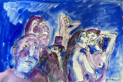 Luis GARCIA OCHOA - Drawing-Watercolor - “ Hombres y mujeres”