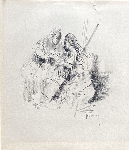 Mariano FORTUNY Y MADRAZO - Drawing-Watercolor - Two arabs