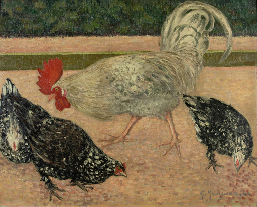 Georges MANZANA-PISSARRO - Peinture - Coq et poules