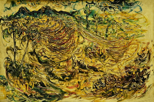 AFFANDI - Gemälde - Mountain Landscape, by Affandi