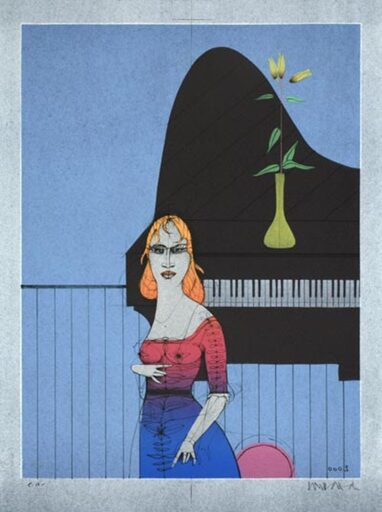 ポール・ヴンダーリッヒ - 版画 - Die Pianistin
