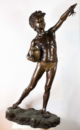 Giovanni DE MARTINO - Skulptur Volumen - Child with amphora and crab