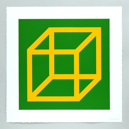 索尔·勒维特 - 版画 - Open Cube in Color on Color Plate 08