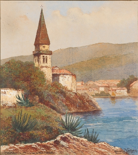 Heinrich VON WERTHEIM - Dibujo Acuarela - "Capanil in Lusingrande",  early 20th century, Watercolor