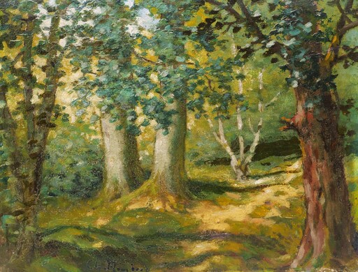 Charles RAMBERT - Painting - Chemin en sous-bois