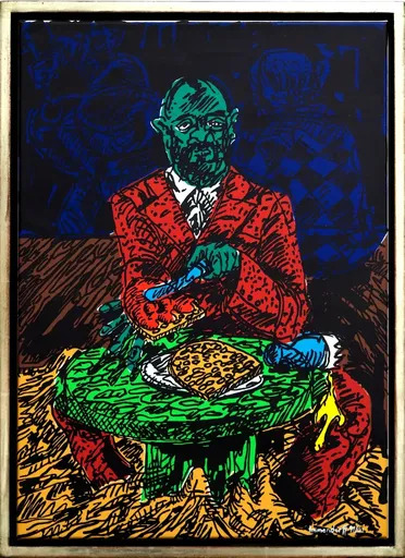 Jörg IMMENDORFF - Druckgrafik-Multiple - "Baselitzfrühstück"