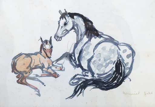 Muriel GILL - Disegno Acquarello - Les chevaux