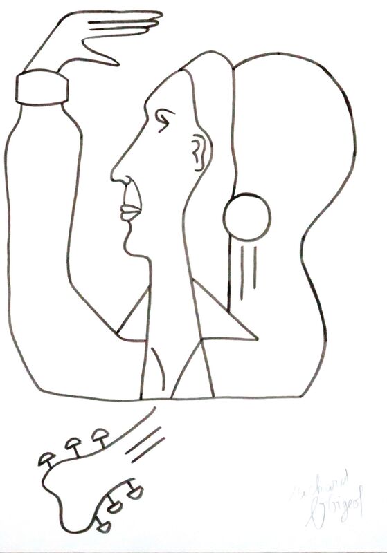 Richard BOIGEOL - Zeichnung Aquarell - PACO DE LUCIA  (Hommage)