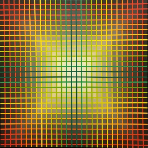 Denis DE GLOIRE - Pintura - Funky green grid