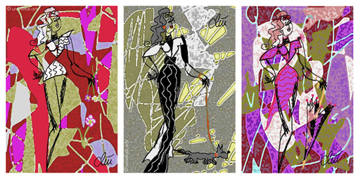 Jacqueline DITT - 版画 - Modewelle 1,2,3 (Fashionwave) - 3 Grafiken / graphics ltd. E