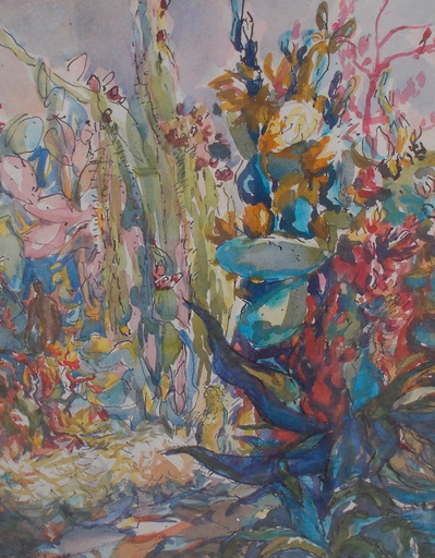 Éliane DIVERLY - Drawing-Watercolor - Le jardin