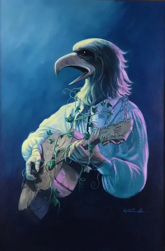 Eagle with Guitar by Keith ENGLISH buy art online artprice