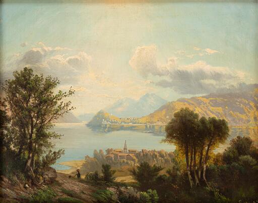 Giovanni Battista FERRARI - Painting - La punta di Bellaggio