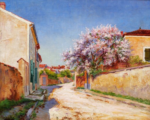 Félix François ROUBAUD - Painting - Rue ensoleillée à Cahors, printemps