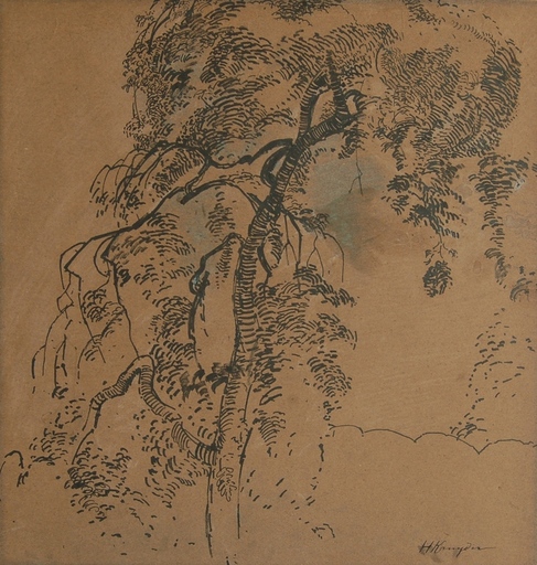 Herman KRUYDER - Dibujo Acuarela - Tree