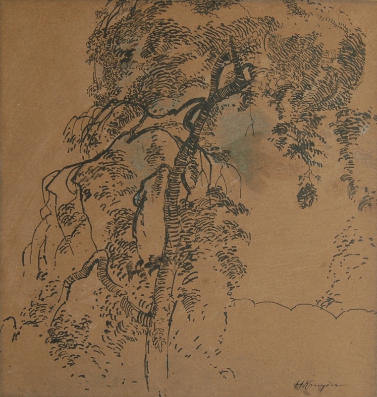 Herman KRUYDER - Drawing-Watercolor - Tree
