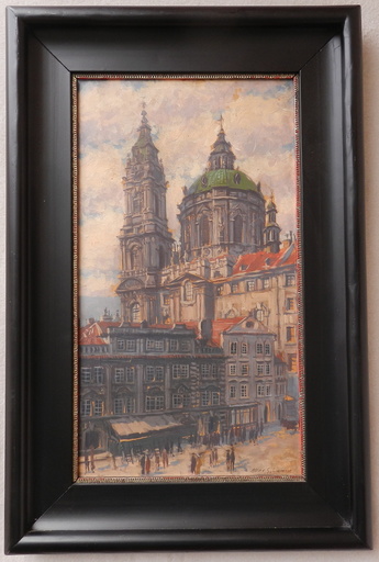 Maximilian SCHURMANN - Painting - View of the Church of St. Nicholas in Prague 