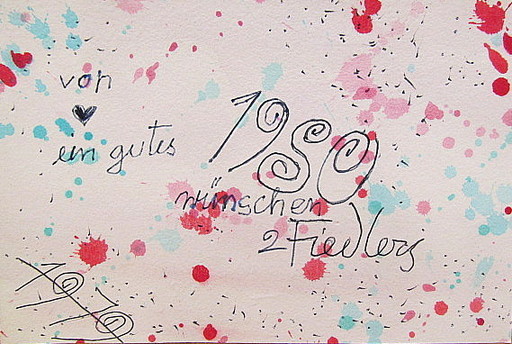 Arnold FIEDLER - Disegno Acquarello - Neujahrsgruß 1980