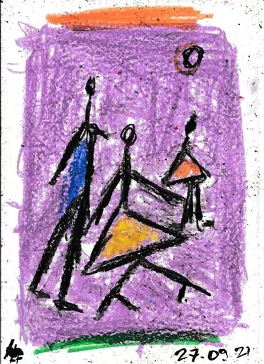 Harry BARTLETT FENNEY - Drawing-Watercolor - family promenade comanche (27 09 21)