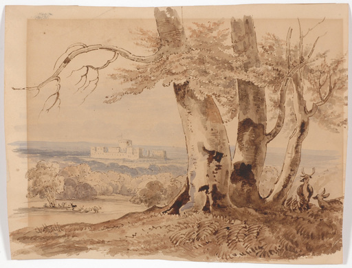 Abraham I HULK - Dibujo Acuarela - "Romantic landscape", watercolor, 2nd half of the 19th c.