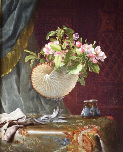 马丁·约翰逊·赫德 - 绘画 - Apple Blossoms in a Nautilus Shell Vase
