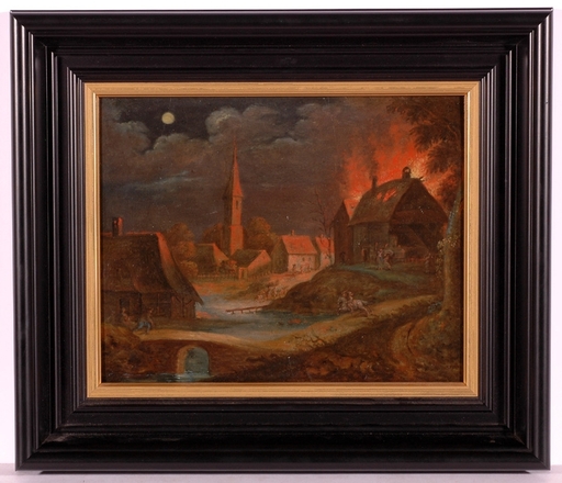 Gemälde - "Night Fire", Oil on Panel