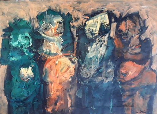 Meir STEINGOLD - Painting - Group of Figures, circa 1960