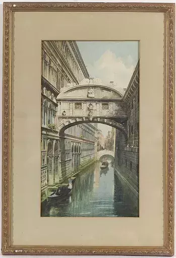 Ettore CADORIN - Drawing-Watercolor - "Ponte dei Sospiri in Venice" by Ettore Cadorin 
