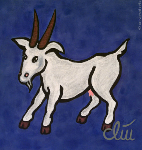 Jacqueline DITT - Painting - Die vorwitzige Ziege (The cheeky Goat) 