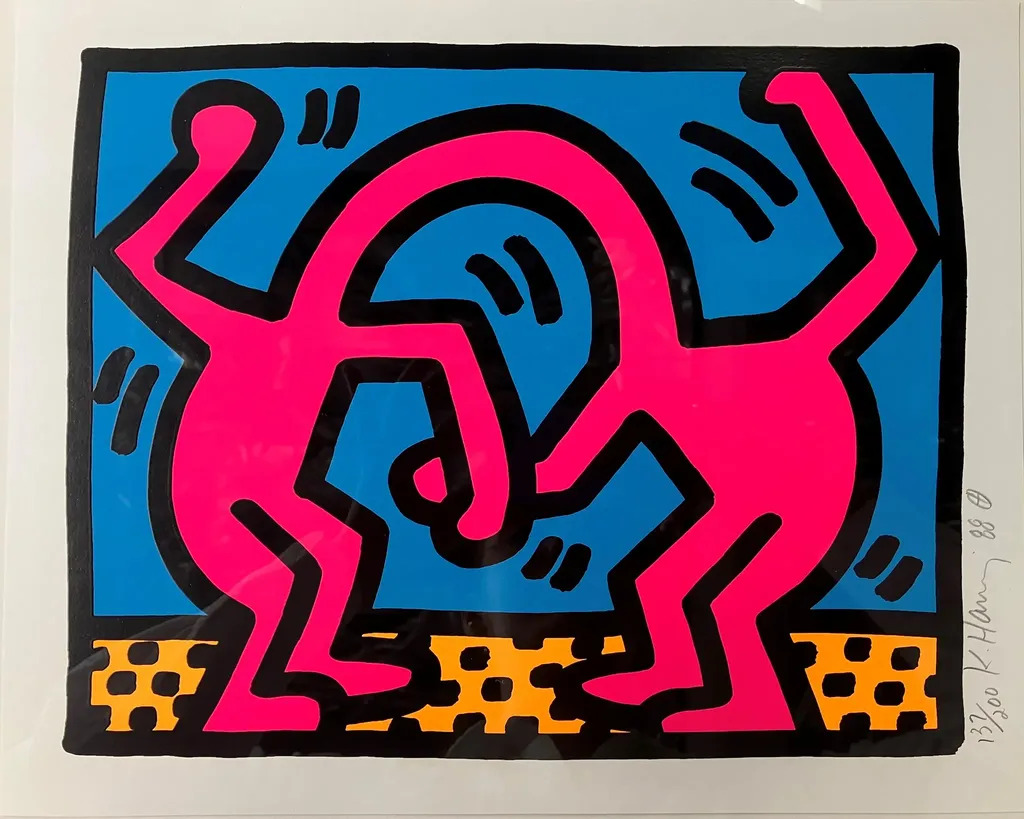 Keith Haring、Mom、希少レゾネ、新品額装付、アート Keith Haring, Untitled ( mother and child), licensed by